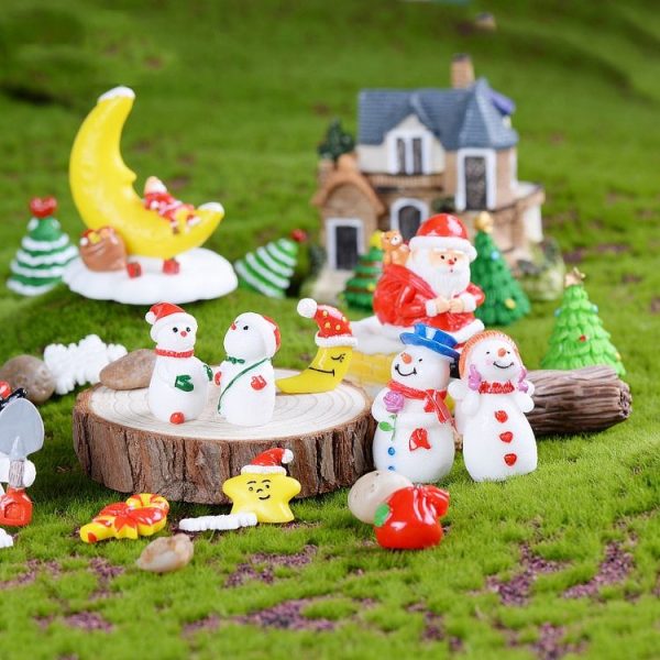 5pcs Christmas Decorations Resin Crafts Gifts Home Decorations Small Ornaments, Style: No.1 Snowman - Image 4
