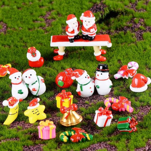 5pcs Christmas Decorations Resin Crafts Gifts Home Decorations Small Ornaments, Style: No.1 Snowman - Image 5
