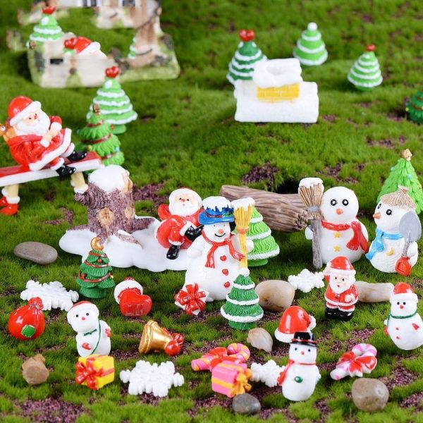 5pcs Christmas Decorations Resin Crafts Gifts Home Decorations Small Ornaments, Style: No.1 Snowman - Image 6