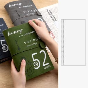 52 Week 25 Pages Couple Savings Challenge Handbook Savings Loose-leaf Bill Holder, Color: Green 1-grid