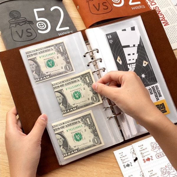 52 Week 25 Pages Couple Savings Challenge Handbook Savings Loose-leaf Bill Holder, Color: Green 1-grid - Image 9