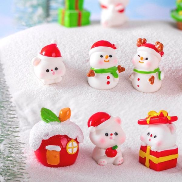 10pcs Christmas Cute Micro Landscape DIY Decorations Snowy Desktop Ornament, Style: No. 2 Lying Bear - Image 10