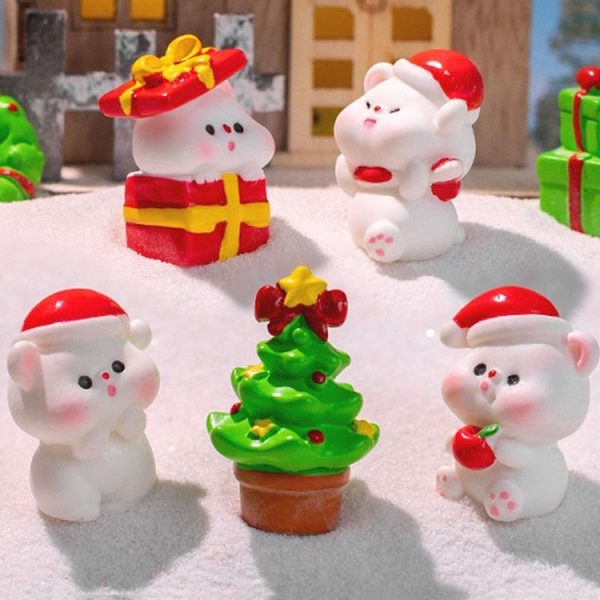 10pcs Christmas Cute Micro Landscape DIY Decorations Snowy Desktop Ornament, Style: No. 2 Lying Bear - Image 11