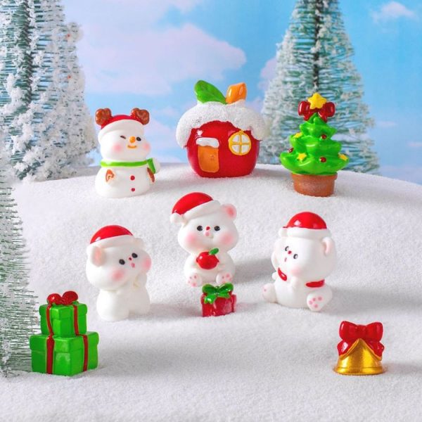 10pcs Christmas Cute Micro Landscape DIY Decorations Snowy Desktop Ornament, Style: No. 2 Lying Bear - Image 6