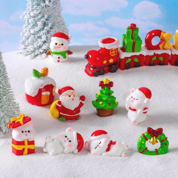 10pcs Christmas Cute Micro Landscape DIY Decorations Snowy Desktop Ornament, Style: No. 2 Lying Bear - Image 9
