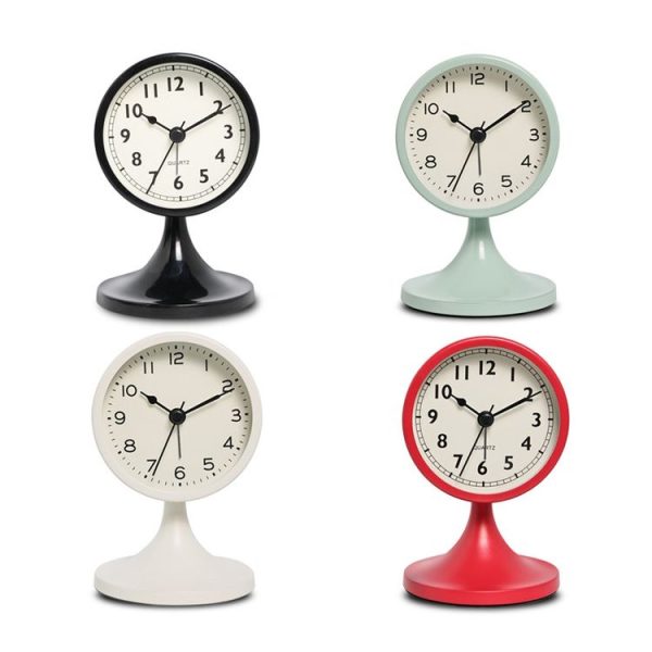 Metal Retro Silent Table Alarm Clock Student Bedside Clock With Night Light (Black) - Image 2