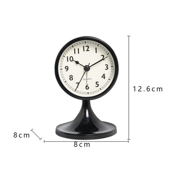 Metal Retro Silent Table Alarm Clock Student Bedside Clock With Night Light (Black) - Image 3