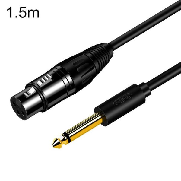 JINGHUA 6.5 Male To Female XLR Audio Cable 6.35 Three Core Balanced Microphone Mixer, Size: 1.5m (Black)