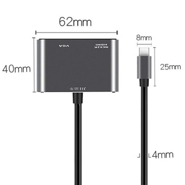 JINGHUA Z321 Multifunctional HUB Docking Station Converter, Interface: Type-C To HDMI+VGA - Image 2