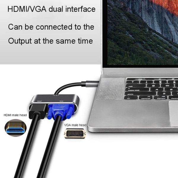 JINGHUA Z321 Multifunctional HUB Docking Station Converter, Interface: Type-C To HDMI+VGA - Image 3