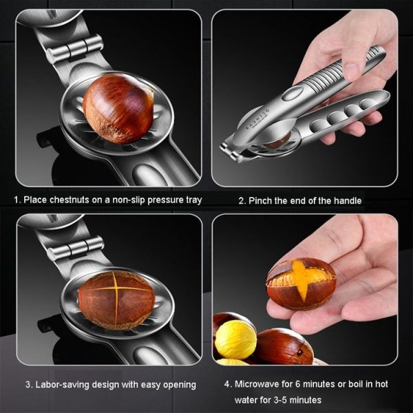Kacheeg 304 Stainless Steel Chestnut Opener Cross Opening Chestnut Shelling Peeler With 2 Steel Fingers, Style: Classical Model - Image 8