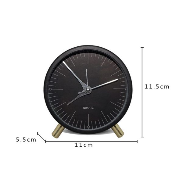 Metal Quartz Alarm Clock Simple Silent Desktop Round Pointer Living Room Clock (White) - Image 3