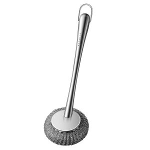 Kacheeg 304 Stainless Steel Pot Brush Kitchen Cleaning And Dishwashing Tools, Style: Long