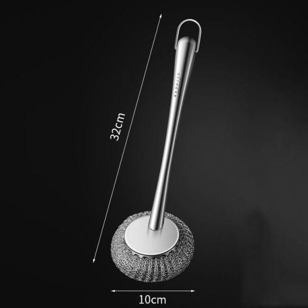 Kacheeg 304 Stainless Steel Pot Brush Kitchen Cleaning And Dishwashing Tools, Style: Long - Image 2