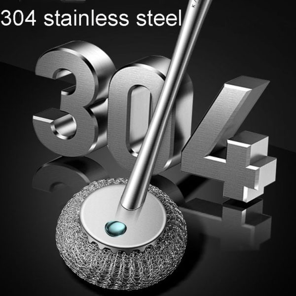 Kacheeg 304 Stainless Steel Pot Brush Kitchen Cleaning And Dishwashing Tools, Style: Long - Image 4