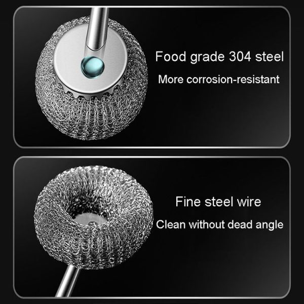 Kacheeg 304 Stainless Steel Pot Brush Kitchen Cleaning And Dishwashing Tools, Style: Long - Image 7