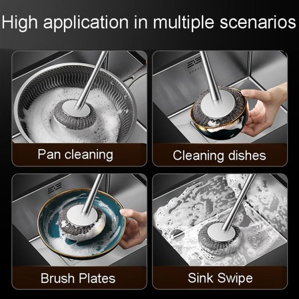 Kacheeg 304 Stainless Steel Pot Brush Kitchen Cleaning And Dishwashing Tools, Style: Long - Image 9