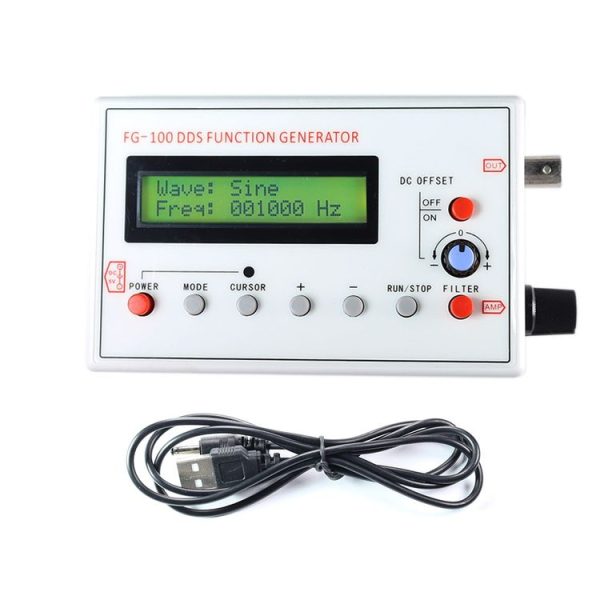 FG-100 1Hz-500kHz DDS Function Signal Generator Frequency Counter (White) - Image 2