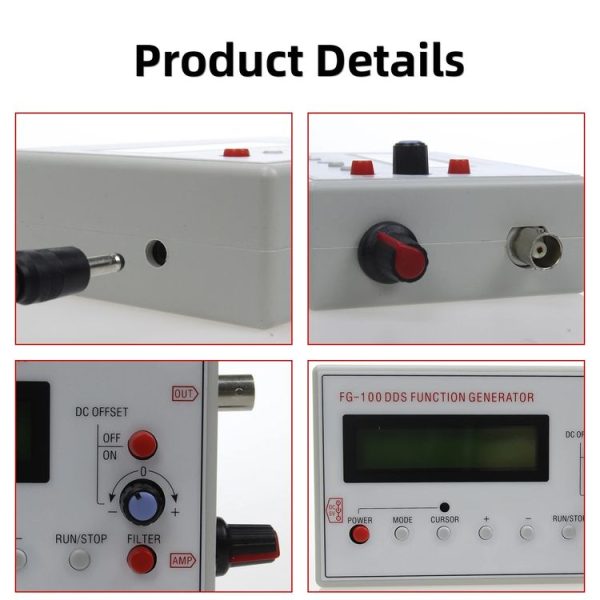 FG-100 1Hz-500kHz DDS Function Signal Generator Frequency Counter (White) - Image 6