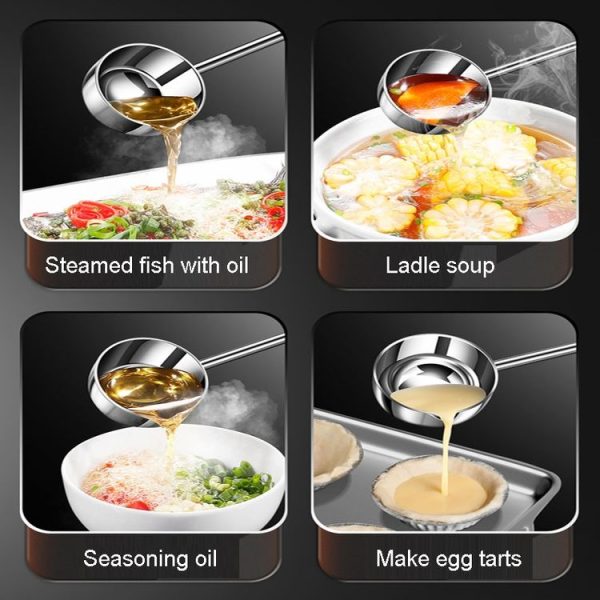 Kacheeg Stainless Steel Hot Oil Skillet Kitchen Small Oil Pouring Spoon, Style: Glossy - Image 10