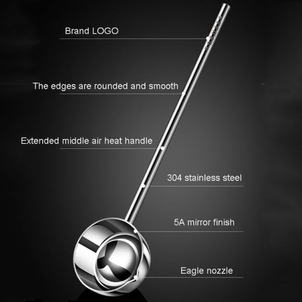 Kacheeg Stainless Steel Hot Oil Skillet Kitchen Small Oil Pouring Spoon, Style: Glossy - Image 3