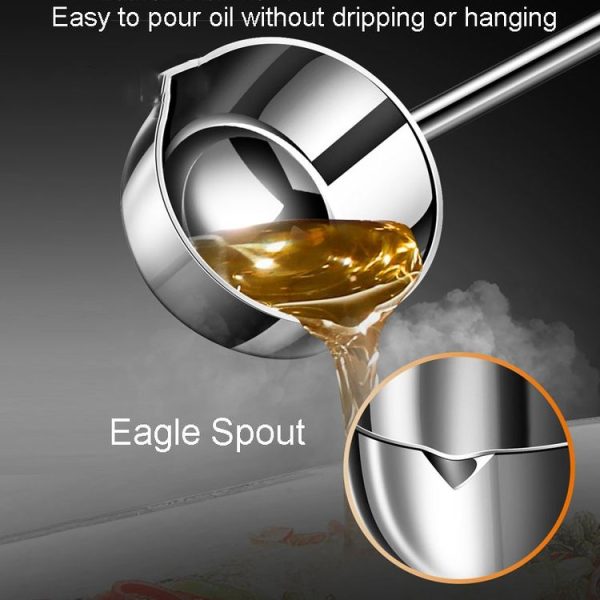 Kacheeg Stainless Steel Hot Oil Skillet Kitchen Small Oil Pouring Spoon, Style: Glossy - Image 9