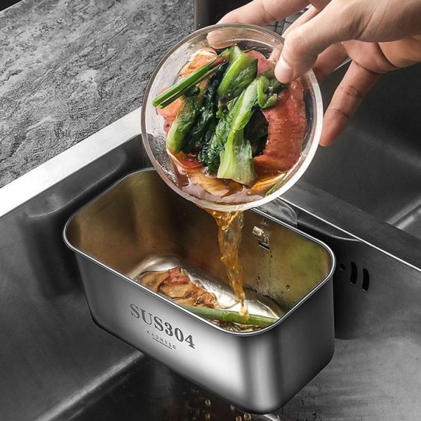 Kacheeg Food Residue Filtering And Drainage Rack For Tanks Sink Storage Trash Shelf, Style: Rectangular Silver - Image 8