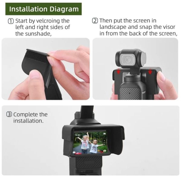 DJI Osmo Pocket 3 BRDRC Sunshade Hood Light Weight Screen Shade (Black) - Image 9
