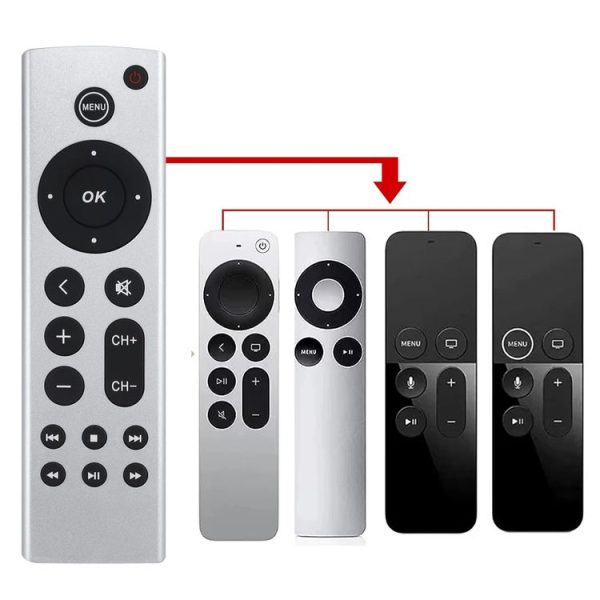 Apple TV Remote Control 4K / HD A2169 A1842 A1625 Without Voice (Silver)