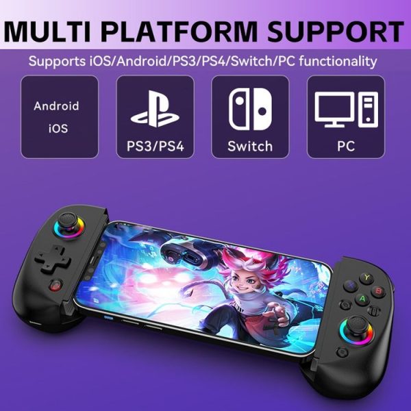 D8 Mobile Phone Stretch Band Light Gamepad Dual Hall Wireless Bluetooth Somatic Vibration Grip for PC / Android / IOS / Tablet / PS3 / PS4 / Switch, Color: Black - Image 12