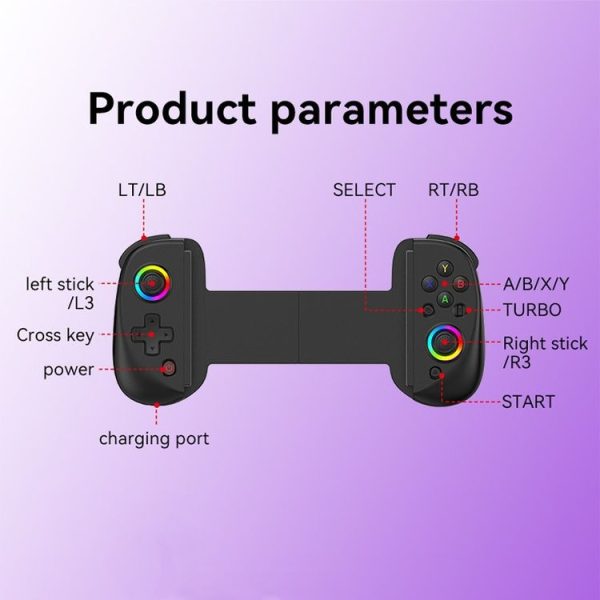 D8 Mobile Phone Stretch Band Light Gamepad Dual Hall Wireless Bluetooth Somatic Vibration Grip for PC / Android / IOS / Tablet / PS3 / PS4 / Switch, Color: Black - Image 3