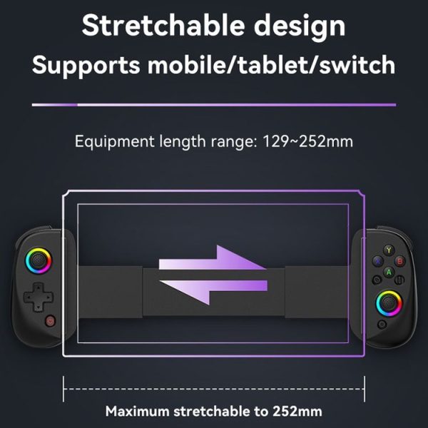 D8 Mobile Phone Stretch Band Light Gamepad Dual Hall Wireless Bluetooth Somatic Vibration Grip for PC / Android / IOS / Tablet / PS3 / PS4 / Switch, Color: Black - Image 4