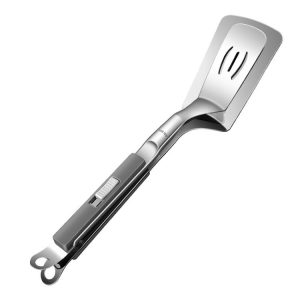Kacheeg Stainless Steel Fish Spatula With Lock Kitchen Grill Scoop Steak Scraper Food Holder (Silver Gray)