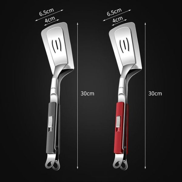 Kacheeg Stainless Steel Fish Spatula With Lock Kitchen Grill Scoop Steak Scraper Food Holder (Silver Gray) - Image 2