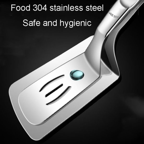 Kacheeg Stainless Steel Fish Spatula With Lock Kitchen Grill Scoop Steak Scraper Food Holder (Silver Gray) - Image 3