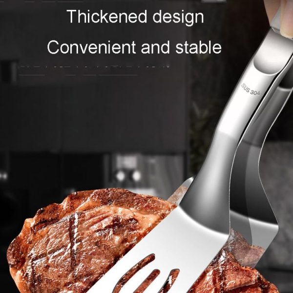 Kacheeg Stainless Steel Fish Spatula With Lock Kitchen Grill Scoop Steak Scraper Food Holder (Silver Gray) - Image 4