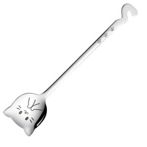 Kacheeg Stainless Steel Cats Spoon Cute Coffee Dessert Ladle Stirring Stick, Style: Smile