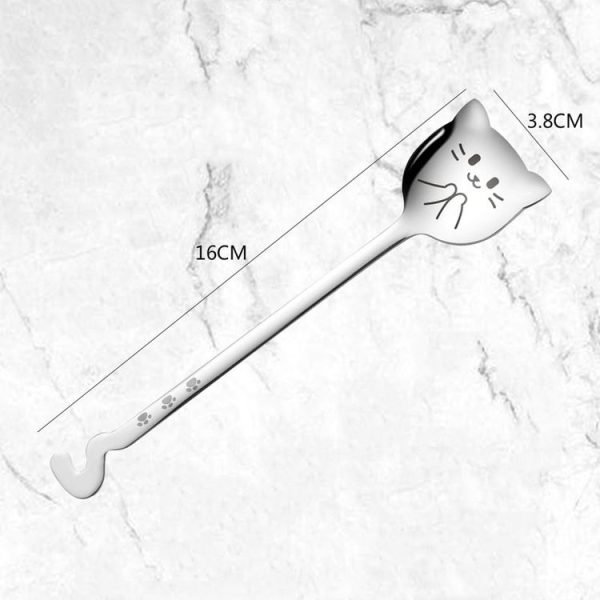 Kacheeg Stainless Steel Cats Spoon Cute Coffee Dessert Ladle Stirring Stick, Style: Smile - Image 3