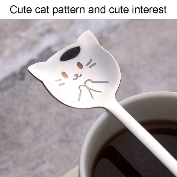 Kacheeg Stainless Steel Cats Spoon Cute Coffee Dessert Ladle Stirring Stick, Style: Smile - Image 8
