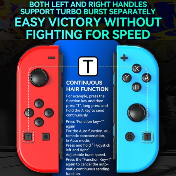 JOY-02 Gaming Left And Right Handle With RGB Lights Body Feel Bluetooth Gamepad For Switch / Switch OLED / Switch Pro / Switch Lite / Switch Joycon (Blue Red) - Image 6