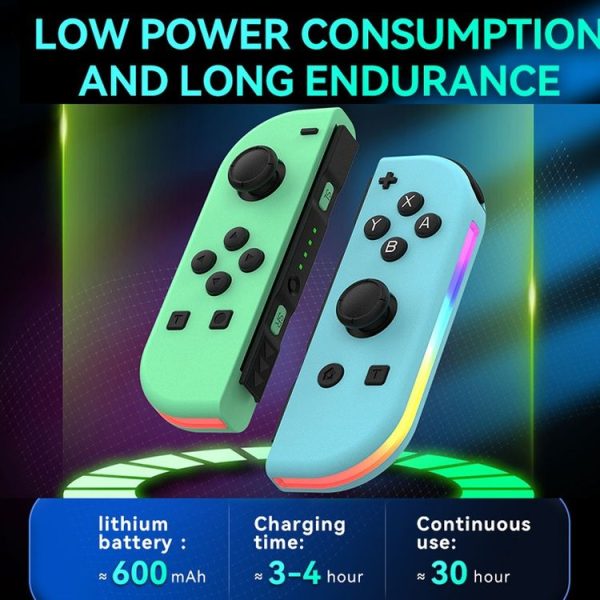 JOY-02 Gaming Left And Right Handle With RGB Lights Body Feel Bluetooth Gamepad For Switch / Switch OLED / Switch Pro / Switch Lite / Switch Joycon (Blue Red) - Image 7