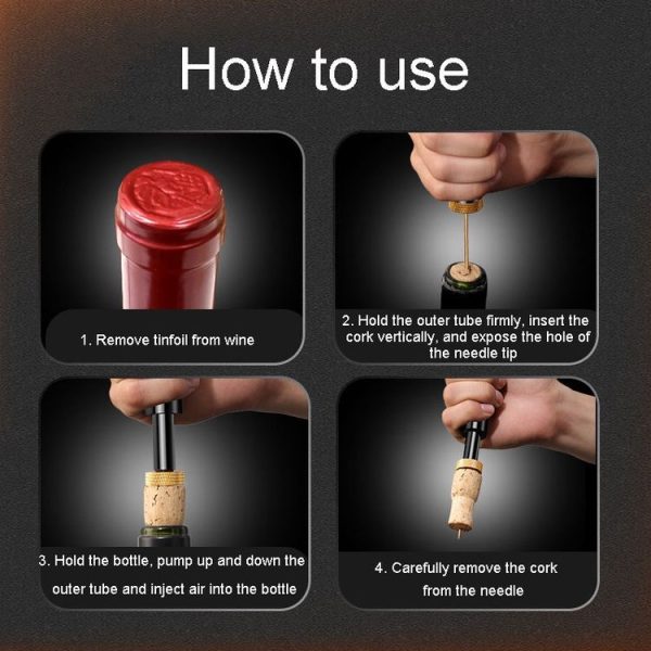 Kacheeg Pneumatic Wine Bottle Opener Household Portable Bottle Launcher (Light Silver) - Image 5