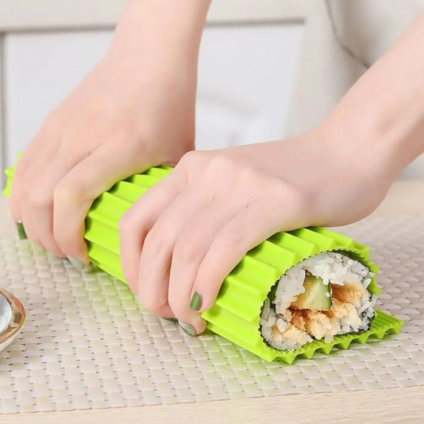 Silicone Sushi Curtain Hand Roll Mold Double-sided Kimbap Tool (Green) - Image 4