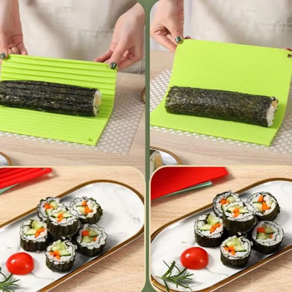 Silicone Sushi Curtain Hand Roll Mold Double-sided Kimbap Tool (Green) - Image 5