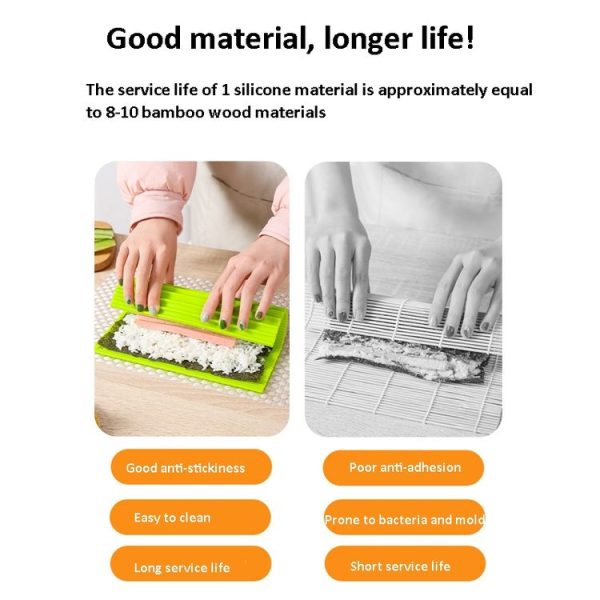Silicone Sushi Curtain Hand Roll Mold Double-sided Kimbap Tool (Green) - Image 8