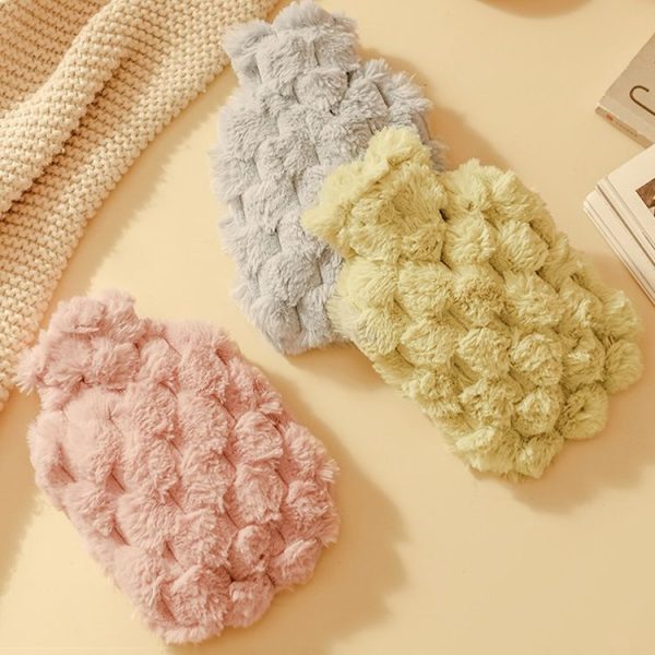 Imitation Rabbit Fur Water-filled PVC Explosion-proof Hot Water Bag for Cold / Hot Compresses, Color: Pink 500ml - Image 2