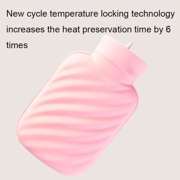Imitation Rabbit Fur Water-filled PVC Explosion-proof Hot Water Bag for Cold / Hot Compresses, Color: Pink 500ml - Image 3
