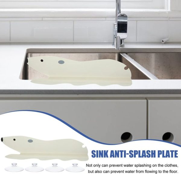 Cartoon Bear Kitchen Sink Water Deflector Sink Suction Cup Splash Protection Tools (White) - Image 6