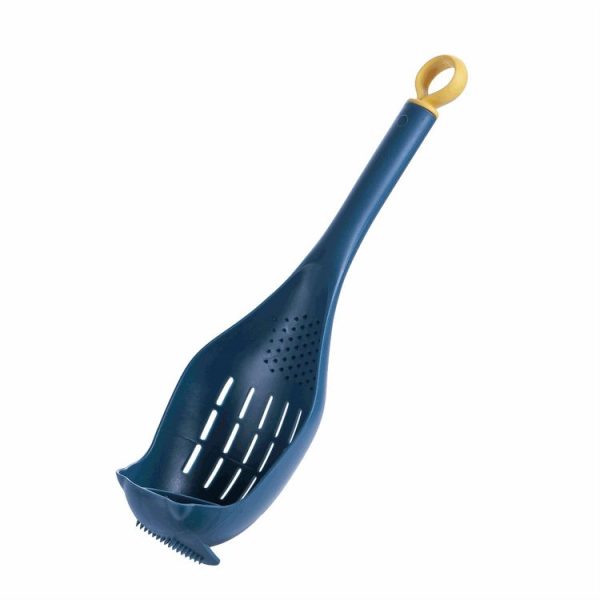 Multifunctional Garlic Press Filter Slotted Spoon Baby Food Grinding Tools (Deep Blue Yellow)