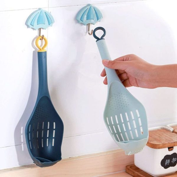 Multifunctional Garlic Press Filter Slotted Spoon Baby Food Grinding Tools (Deep Blue Yellow) - Image 4